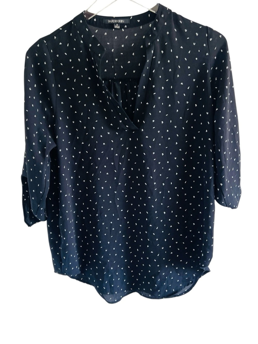 Papermoon Navy Dot V-Neck Blouse